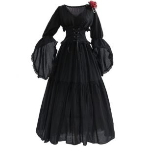 NSPSTT Victorian Dress Renaissance Costume Women Gothic Witch Dress Medieval Wedding Dress