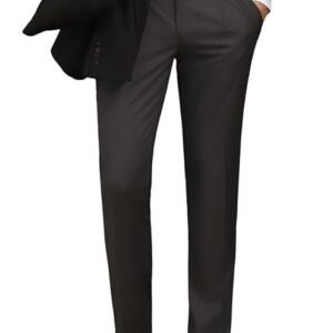 Louis Philippe Men's Regular Fit Mid Rise Premium Fabric Pleated Formal Trouser