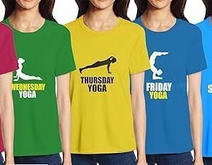 Pooplu Women's Regular Fit Yoga Combo Cotton Graphic Printed Round Neck Half Sleeves Pack of 7 Multicolour Yoga T Shirt.Yoga, Exercise, Gym, Fitness Pootlu Tshirts