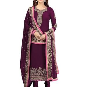 TRENDMALLS Women's Georgette Embroidery Salwar Suit Set Kurta Pant with Dupatta