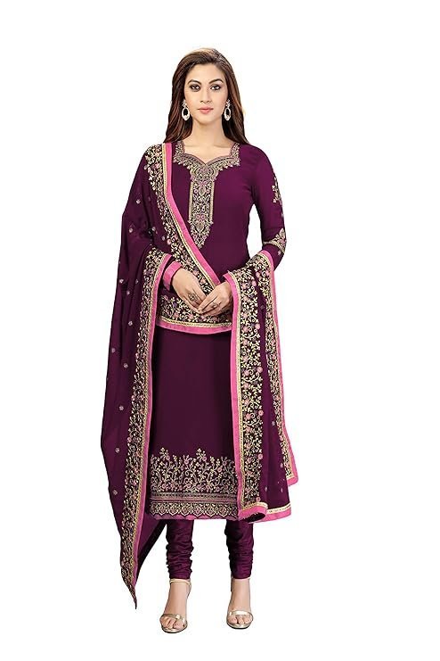 TRENDMALLS Women's Georgette Embroidery Salwar Suit Set Kurta Pant with Dupatta