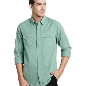 Symbol Premium Men's Casual Washed Cotton Twill Shirt (Regular Fit)