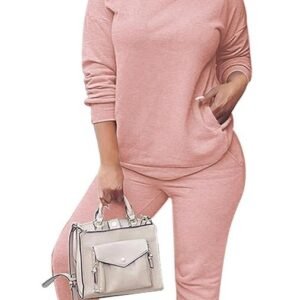 Fixmatti Women Pullover Hoodie Pockets Sweatpants Sport Jogger Sweatsuit