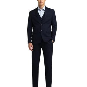 Arrow Men's Blue Checked Notch Lapel Collar Long Sleeve Formal Polyester Tailored Fit Suit