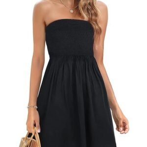 Summer Dress for Women Beach Boho Strapless Cover Ups Off Shoulder Floral Sundresses