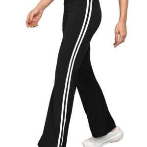 Rock Paper Scissors Premium Flare Gym Pants High Waist Stretchable Flared Leggings with Side Stripes Gym wear/Active Wear Tights Yoga Pants Zumba/Dance Womens Workout Tights Gym Tight