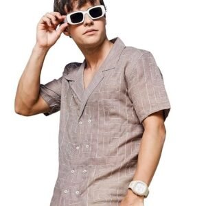 Lymio Regular Fit Shirt for Men|| Men Stylish Regular Fit Shirt (Linen-E-Squre)