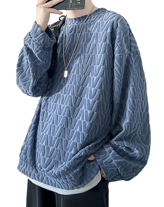 foveitaa Men's Autumn Clothes, Sweatshirt, Large Size, Loose, Soft Texture, Popular, Solid, Long Sleeve, Hoodie, T-Shirt, Cool, Casual, Pullover, Stylish, Drop Shoulder, Simple, Osha, Unisex Tops