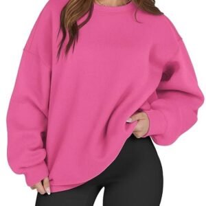 ATHMILE Oversized Sweatshirt for Women Crewneck Fleece Long Sleeve Pullover Hoodies Tops Fall Fashion Outfits Clothes 2023