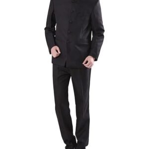 Chinese Tunic Suits Mandarin Collar Formal Black Suit Slim Fit Front Button Japanese School Uniform Groom Dress
