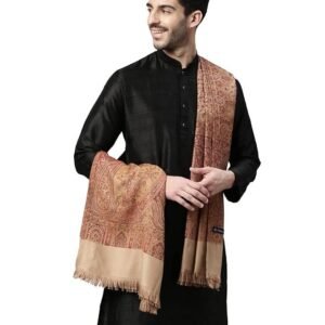 Pashmoda Wool Men Jamawar Shawl, Authentic Kashmiri Luxury Pashmina Style Shawl, Stole