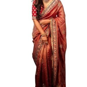 JULEE Women's Twill Net Embroidred Saree