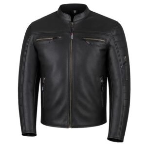 MARK STYLING Men's Premium Natural Buffalo Leather Motorcycle Armor Biker Jacket