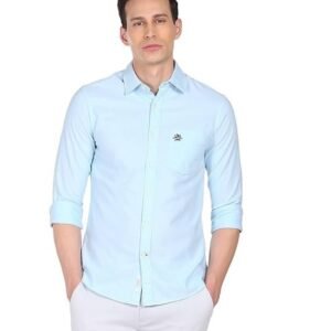 U.S. POLO ASSN. Men's Solid Spread Collar Premium Cotton Oxford Tailored Fit Shirt