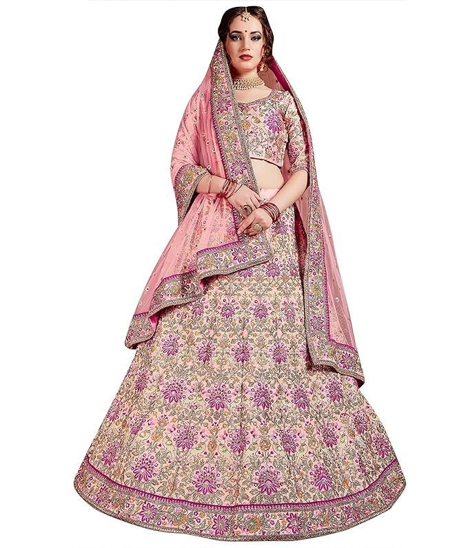 Divine Exim Women's Taffeta Silk Lehenga Choli With Dupatta | Traditional, Wedding, Ethnic WearLehenga for Women and Girls