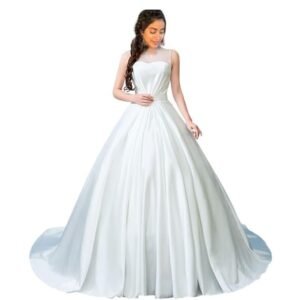 GownLink Beautiful Full Stitched V Neck Christian Wedding Ball Gown Wedding Dress in White Color for Women GLGT021