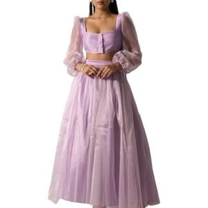 MYCLO Top with Flared Skirt Co-Ord Set for Women - Elegant Two-Piece Outfit for Brunches - Summer Days