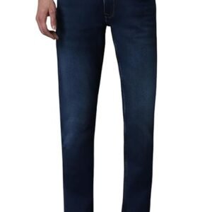 Louis Philippe Men's Tapered Fit Mid Rise Comfy All Day Comfort Jeans