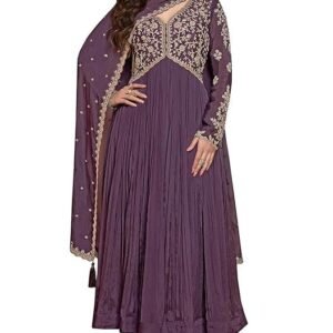 TRENDMALLS Women's Silk Blend Embroidery Alia Cut Kurta Pant Set with Dupatta