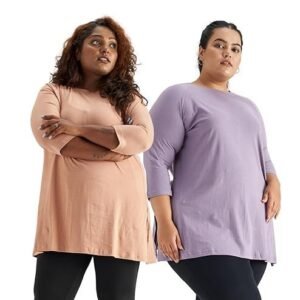 Spirit Animal Active Tshirt for Women Gym, Pack of 2| Gym Tshirt for Women Full Sleeves| Raglan Sleeves with Thumbholes| Relaxed Fit| Plus Size Active Wear Tshirt| Sweat Wicking | Yoga Tshirt Set