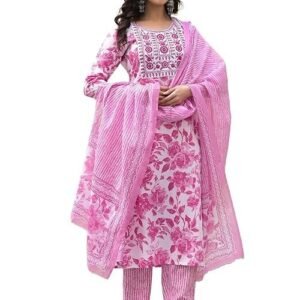 KLOSIA Women's Viscose Embroidery Floral Printed Anarkali Kurta And Pant Set With Dupatta | Kurta Set | Ethnic Set | Dupatta Set | Wedding Suit | Suit Set |