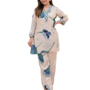 GRECIILOOKS Anarkali Kurta-Set for Women – Viscose Rayon Printed Kurta & Straight Pant | Festive Indian Traditional Outfit Dress for Functions & Puja | Trendy Travel & Streetwear Look for Women | Hangouts | Picnic | Vacation Wear |3/4 Half Sleeeve