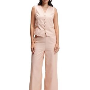 Tokyo Talkies Women's Tailored Waistcoat & Flared Trousers Co-ord Set | Sleek & Sophisticated | Trendy & Versatile