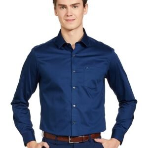 Arrow Men's Solid Full Sleeve Slim Fit Cutaway Collar Satin Formal Shirt