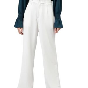 KOTTY Women's Relax Fit Straight Leg Tie Waist Pants