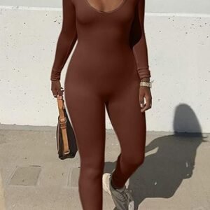 Mulisky Women's Sexy Long Sleeve Bodycon Jumpsuit Rompers One Piece Outfits