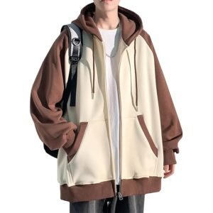Fasshonrida Men's Zip Hoodie, Autumn Clothing, Full Zip, Raglan Parka, Large Sizes, Overwear, Cool, Zip-up Hoodie, Sweatshirt, ZIP Light Outwear, Stylish, Clothes, Color Scheme, Autumn, Winter, Spring