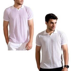 The Tie Hub Men's Regular Fit Flat Knit Polo T-Shirt | Polo T Shirts for Men (Pack of 2)