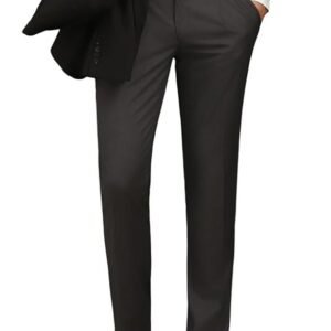 Louis Philippe Men's Regular Fit Mid Rise Premium Fabric Pleated Formal Trouser