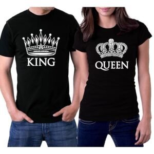 picontshirt King and Queen Couple T-Shirts Men 3XL / Women XL Black Crowns