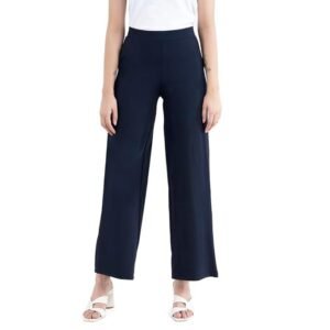 FableStreet Women's Livin Air Wide Leg Navy Blue Pants