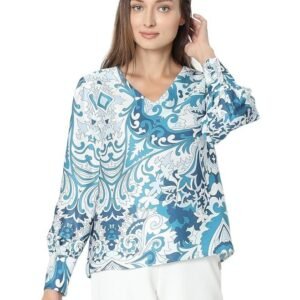 VERO MODA Printed V Neck Long Sleeves Regular Top