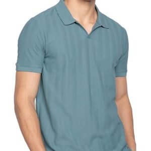 DAMENSCH Men's Statement Textured Regular Fit Polo T-Shirts | Premium Cotton, Herringbone Texture, Johnny Collar