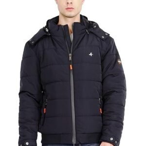 HIVER Men's Nylon Jacket Water Proof Full-Sleeved Winter Jacket with Hood For Minus Degree