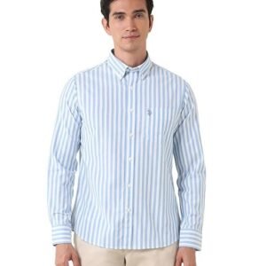 U.S. Polo Assn. Men's Cotton Tailored Fit Vertical Striped Oxford Shirt