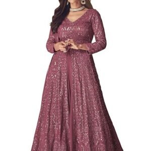 RUDRAPRAYAG Anarkali Straight Suit for Women | Georgette & Santoon Straight Suit | Semi-Stitched Gown for Women 2023